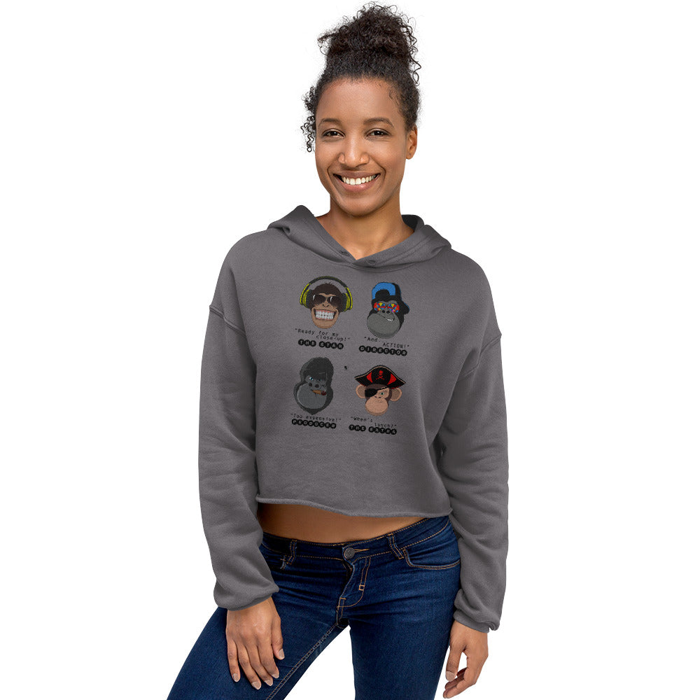 Movieset Monkeys - Printed Crop Top Hoodie