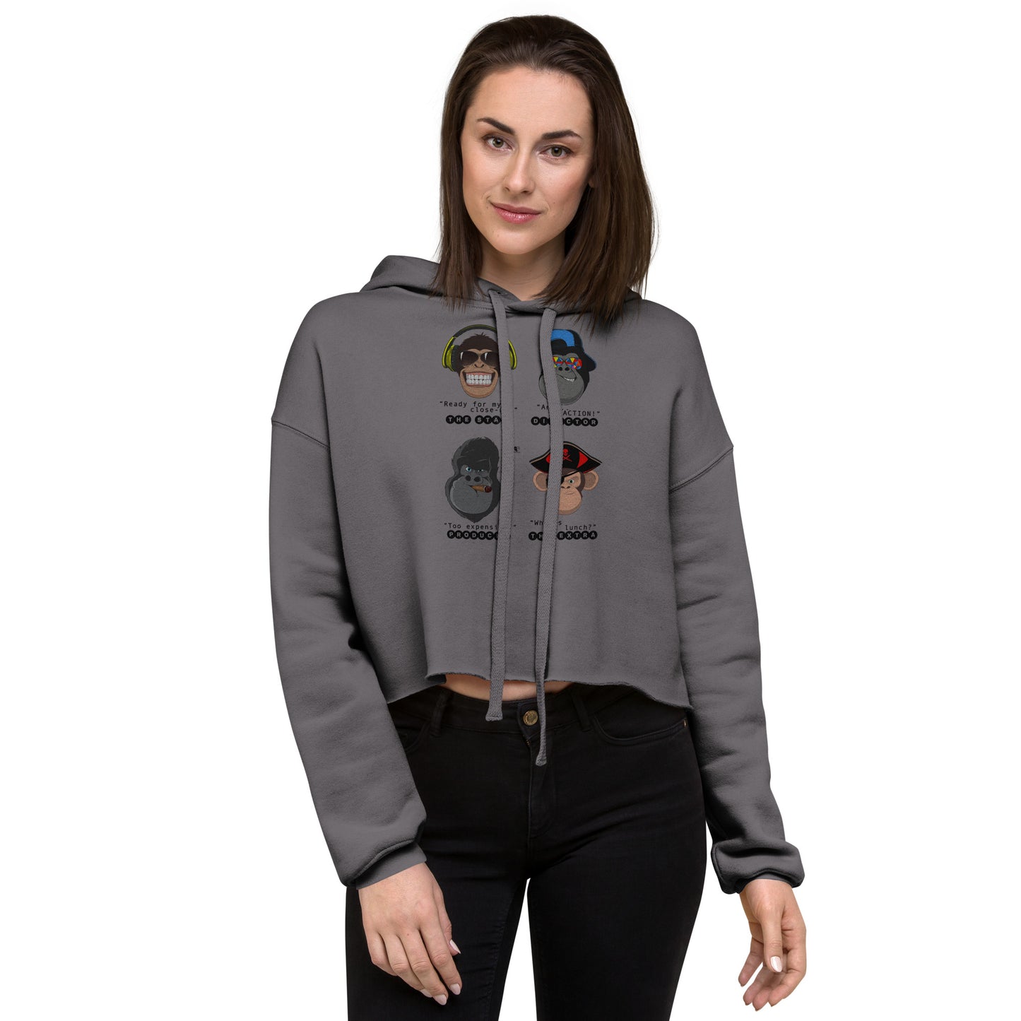 Movieset Monkeys - Printed Crop Top Hoodie