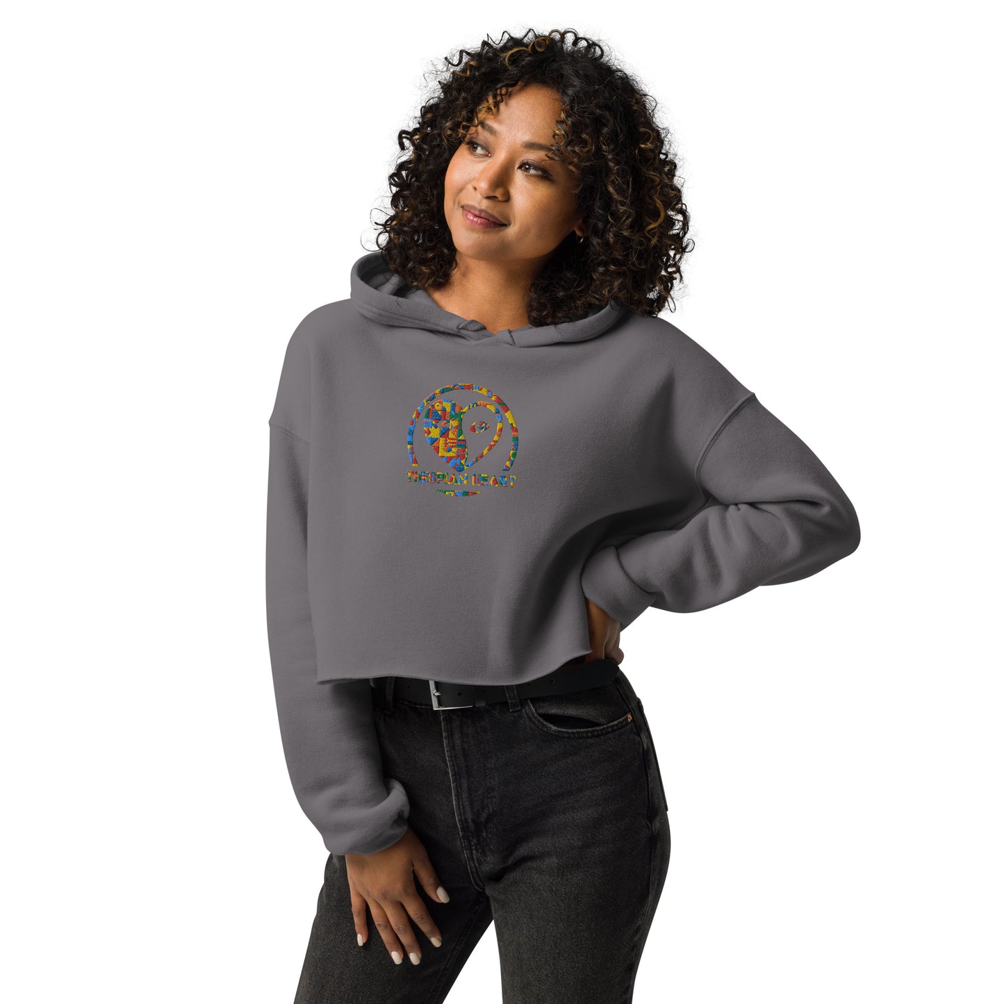 Thespian Heart Logo - Colorful Embroidered Crop Top Hoodie