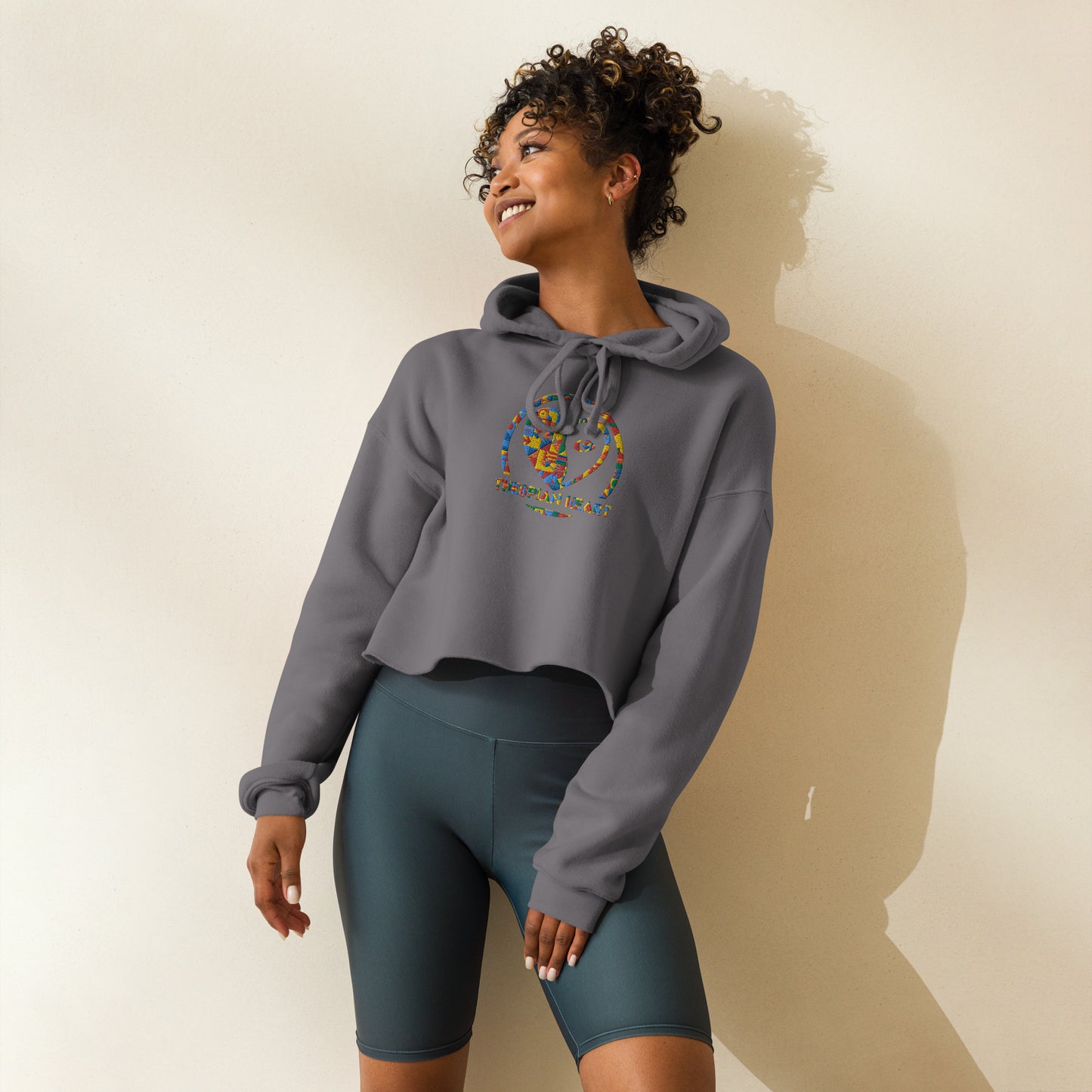 Thespian Heart Logo - Colorful Embroidered Crop Top Hoodie