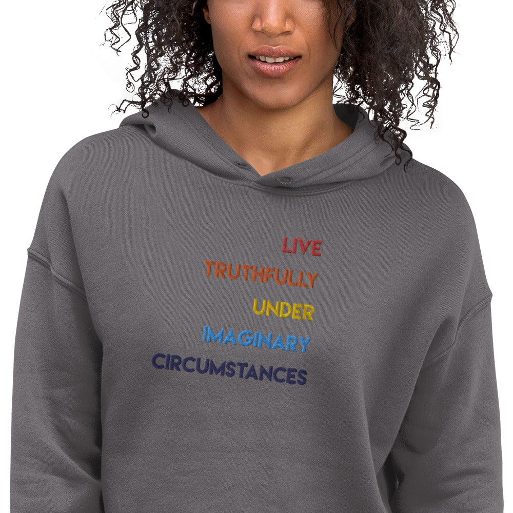 Live Truthfully - Embroidered Crop Top Hoodie
