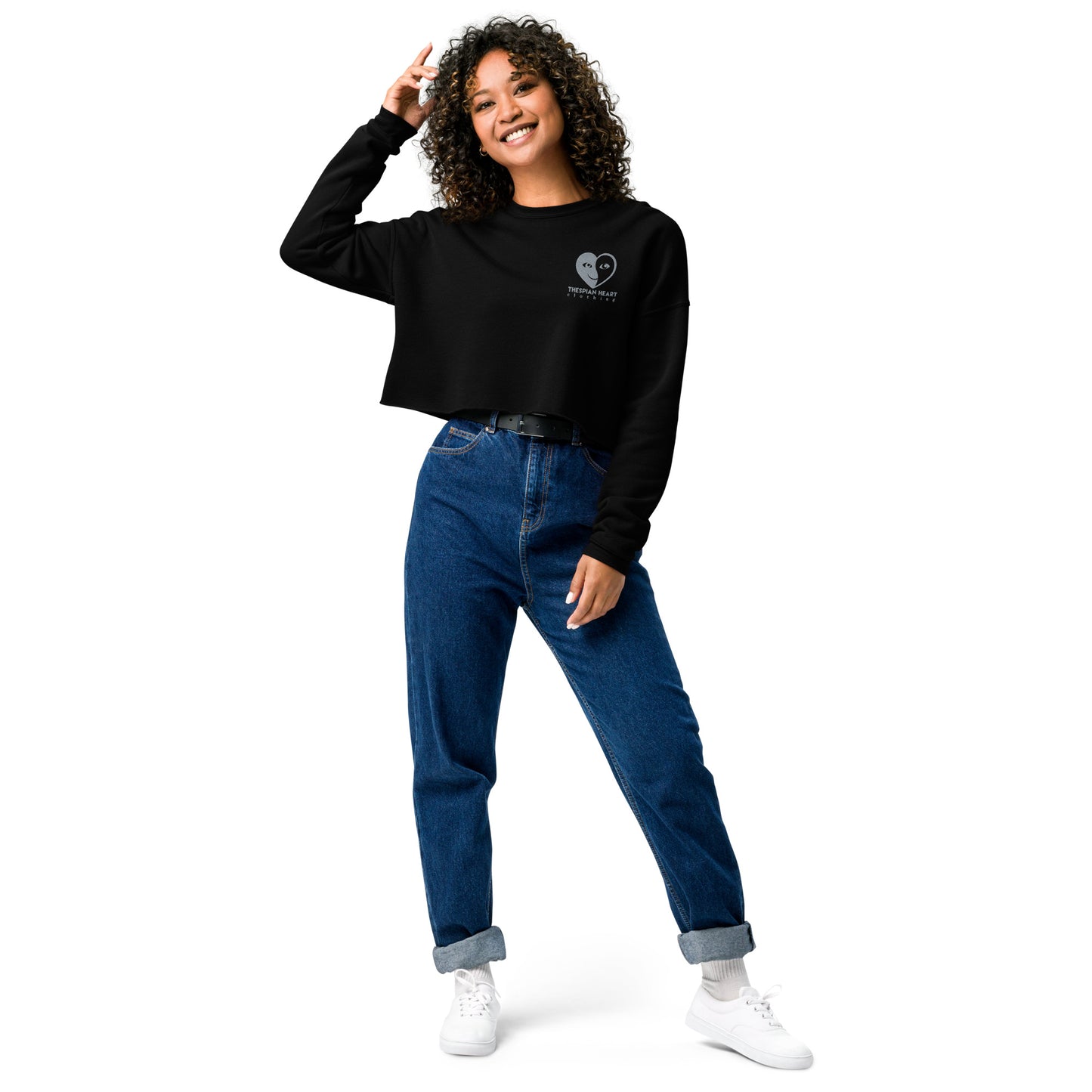 Thespian Heart Logo - Embroidered Crop Top Sweatshirt