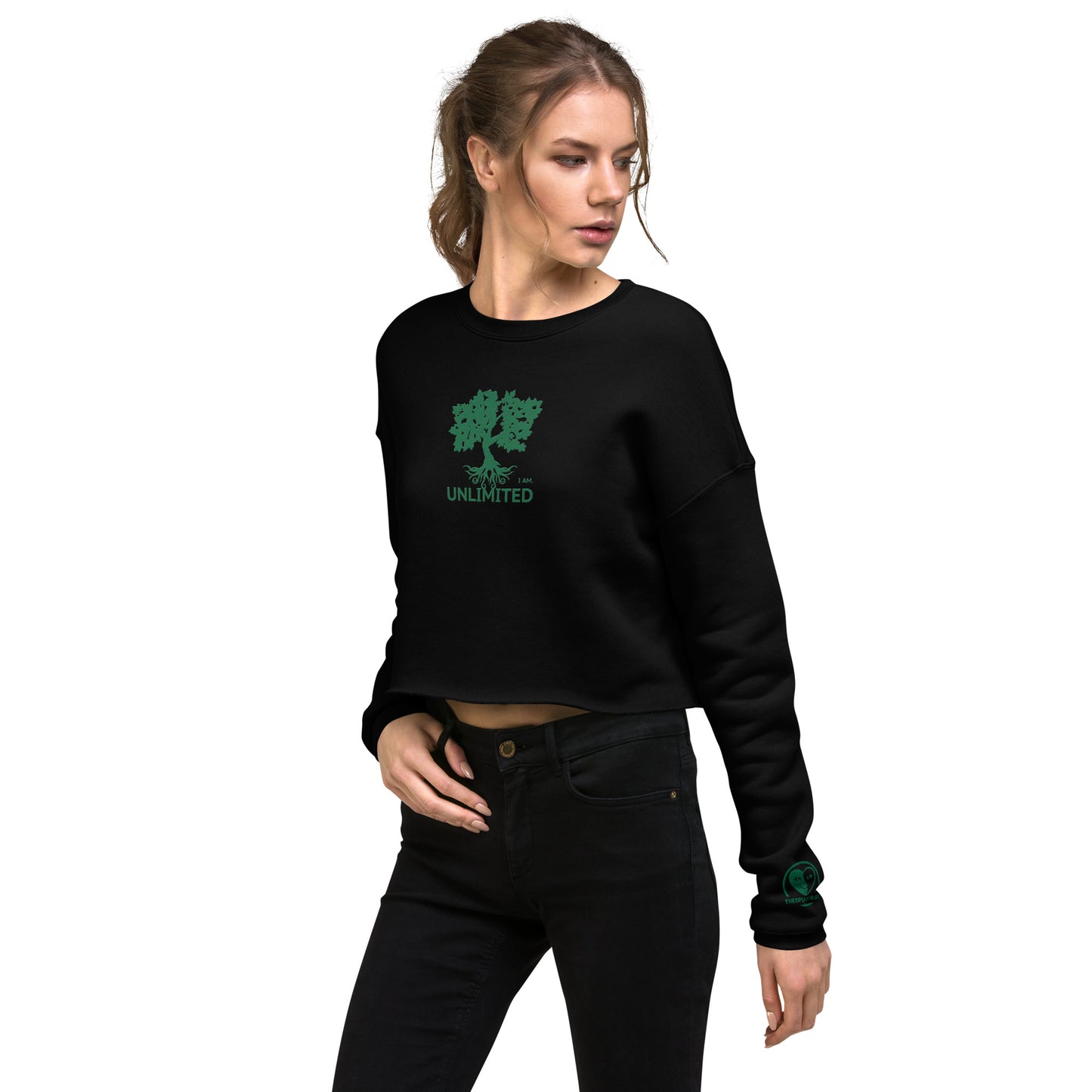 I Am Unlimited Tree - Embroidered Crop Top Sweatshirt