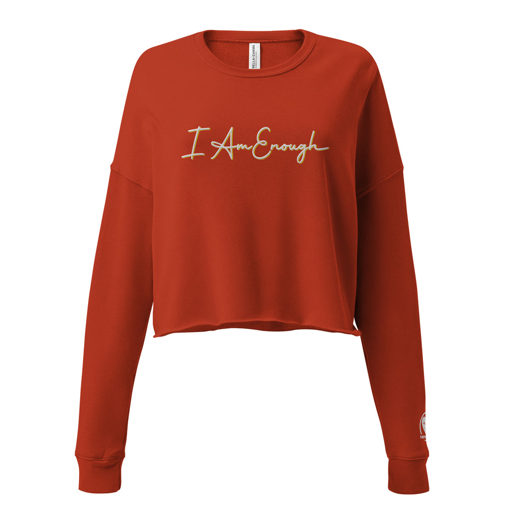 I Am Enough - Embroidered Crop Top Sweatshirt