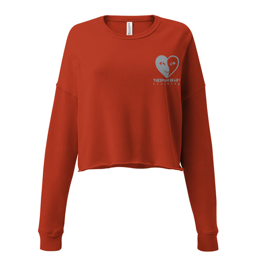 Thespian Heart Logo - Embroidered Crop Top Sweatshirt