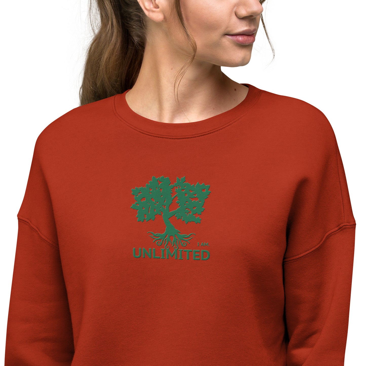 I Am Unlimited Tree - Embroidered Crop Top Sweatshirt