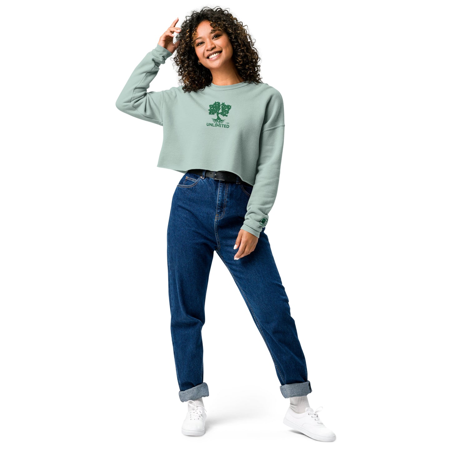 I Am Unlimited Tree - Embroidered Crop Top Sweatshirt