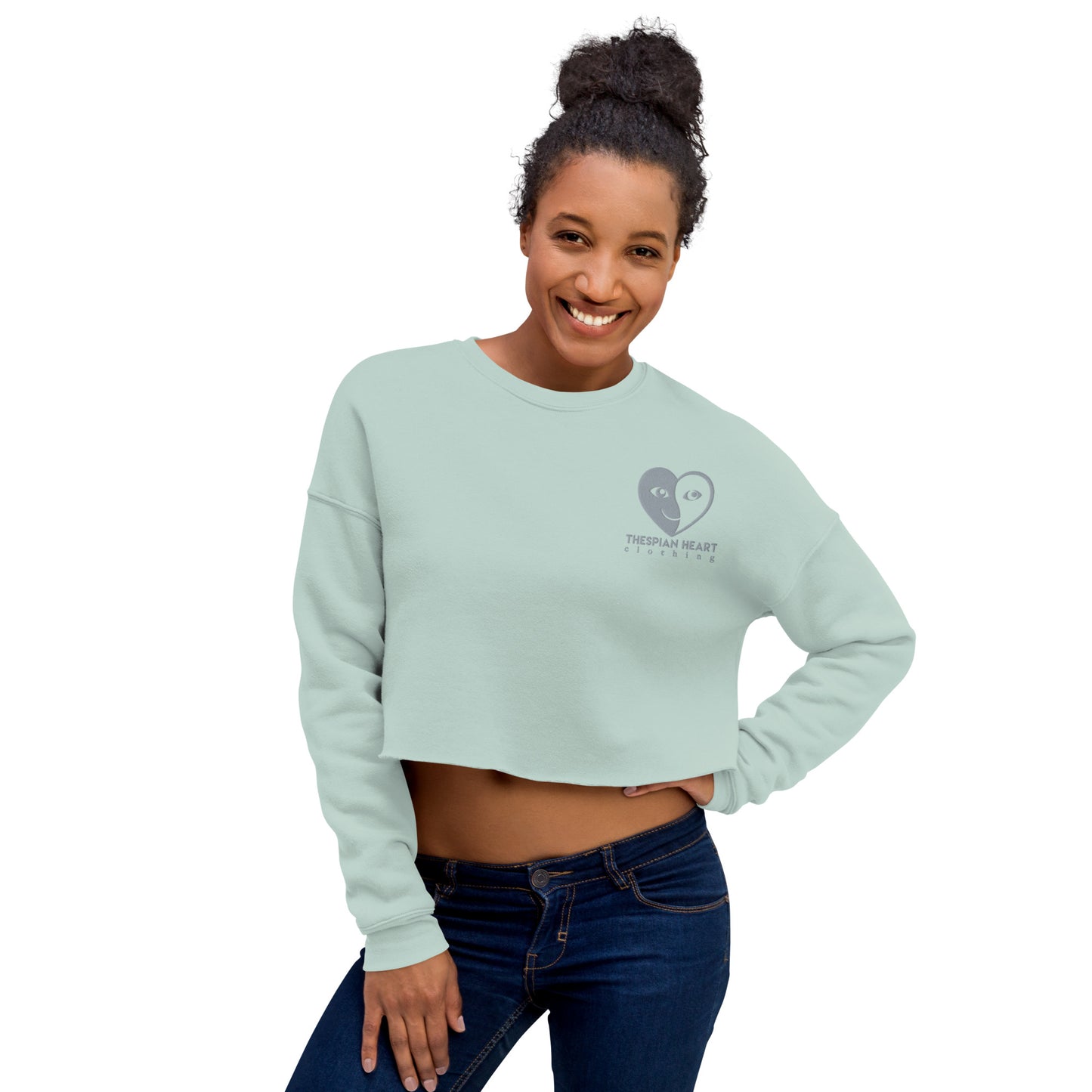 Thespian Heart Logo - Embroidered Crop Top Sweatshirt