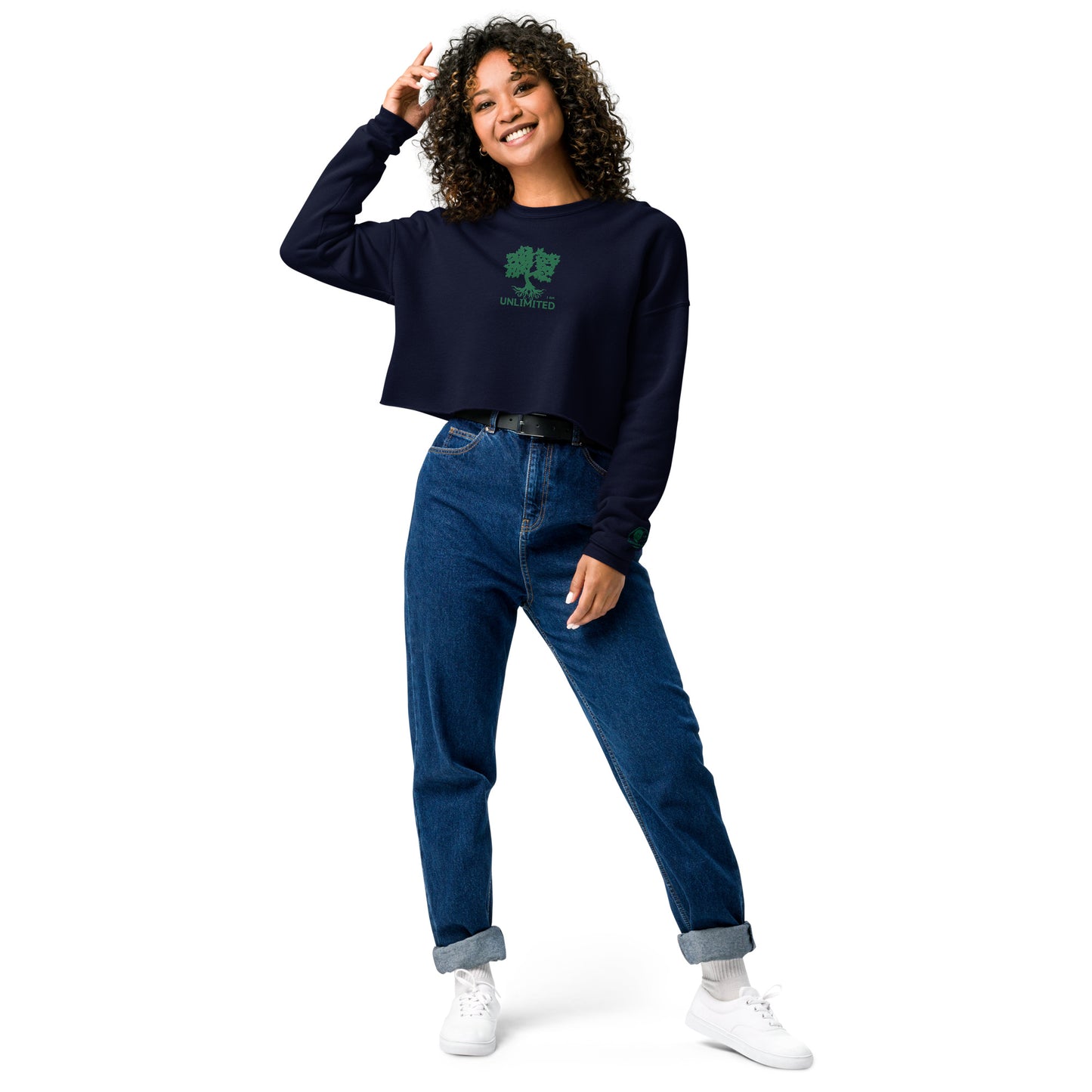 I Am Unlimited Tree - Embroidered Crop Top Sweatshirt