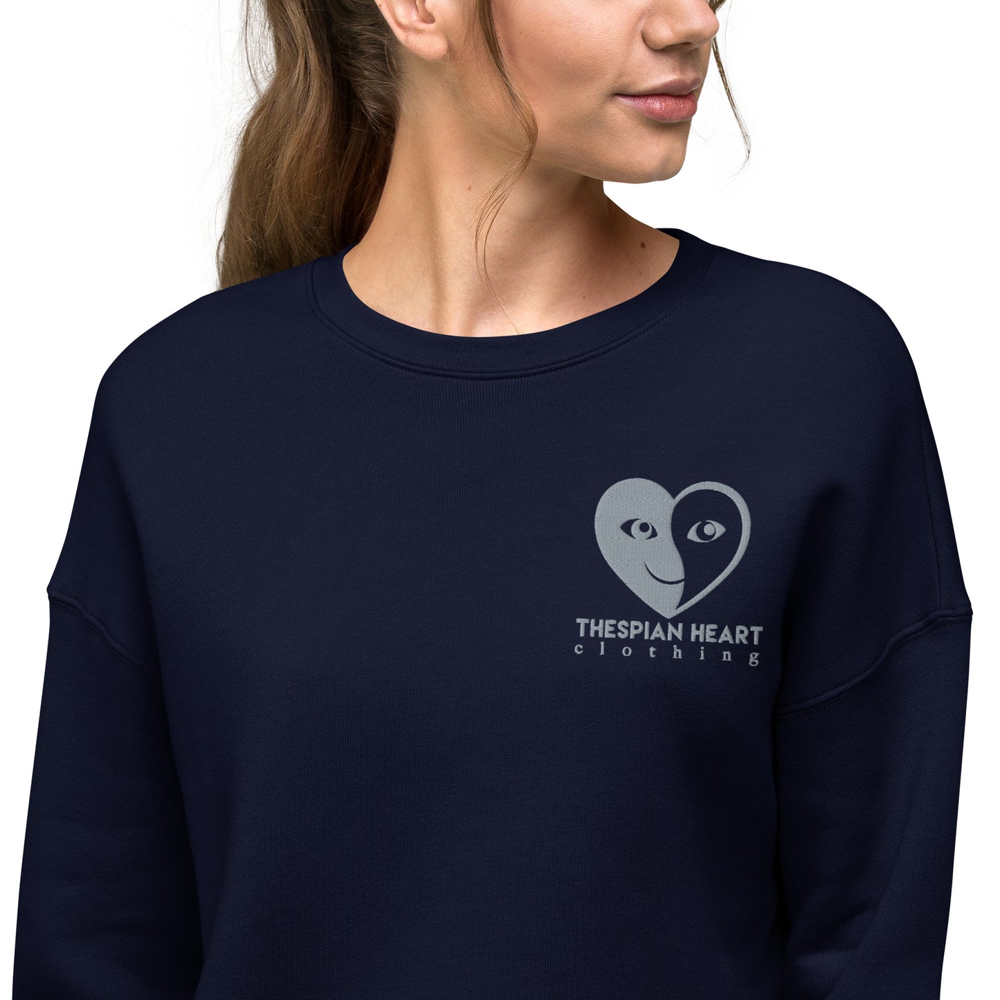 Thespian Heart Logo - Embroidered Crop Top Sweatshirt